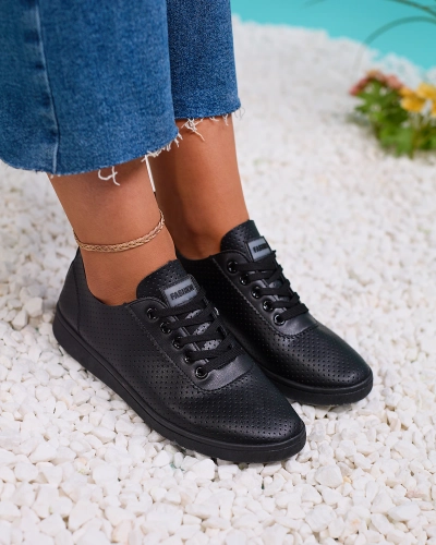 Royalfashion Damen durchbrochene Sneaker in schwarz Akeria