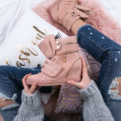 Рожеві кросівки на танкетці з повзунками Erica - Взуття