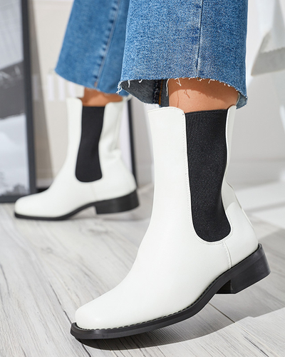 Weiße hohe Damenstiefel mit eckiger Kappe Ludiz- Footwear