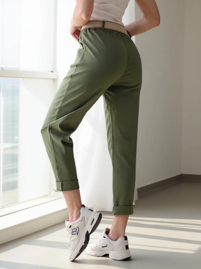 Royalfashion Damen gerade Viskosehosen mit einem Gürtel