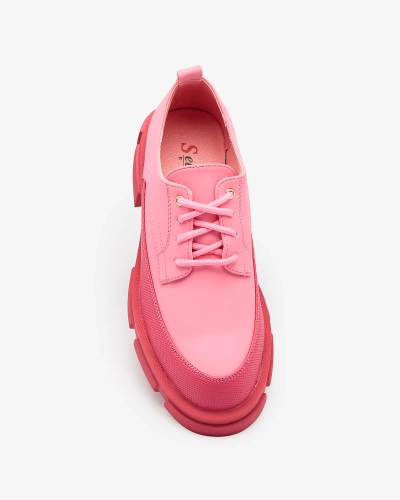 Рожеві жіночі матові напівчеревики на масивній підошві Royalfashion