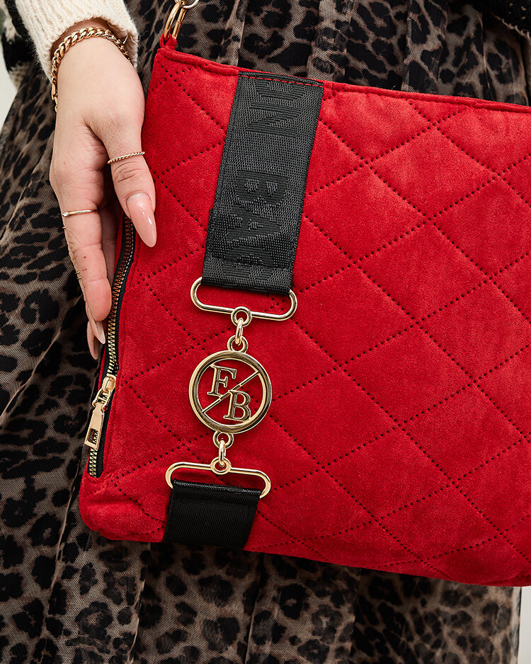 Royalfashion Rote gesteppte Damenhandtasche aus Öko-Wildleder