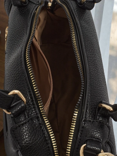 Damen Handtasche Luna Schwarz Leder Elegant für Jeden Tag