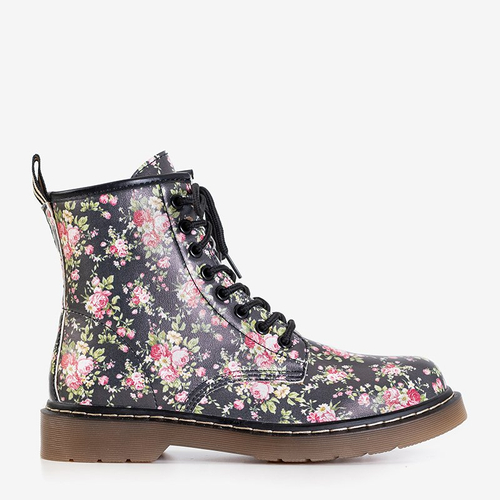 Чорні жіночі черевики-воркери з квітковим принтом Ornellia - Взуття