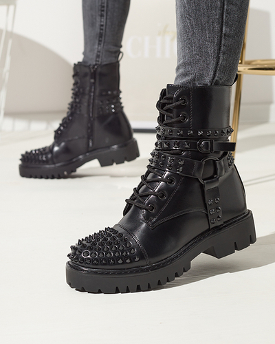 OUTLET Schwarze Damenstiefel mit Nieten Fioppo - Footwear