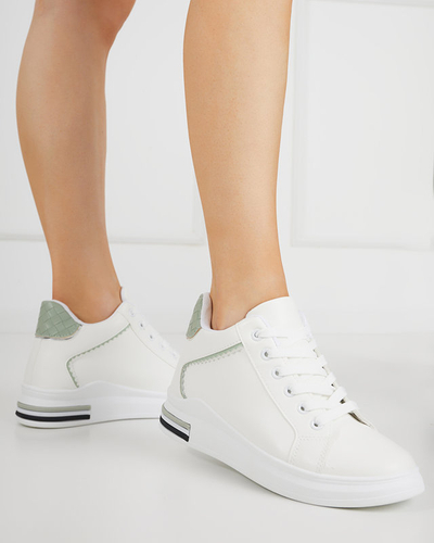 OUTLET Weiße und grüne Damen-Sneaker mit verstecktem Uksy-Keil - Schuhe