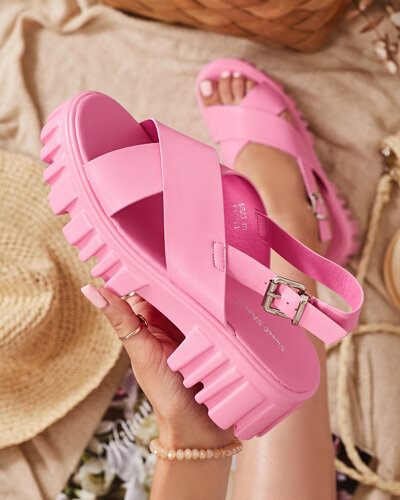 Neonpinke Damensandale auf massiver Otida-Sohle - Footwear