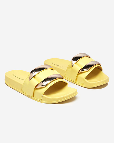Gelbe Damenhausschuhe mit Goldverzierung Serina - Schuhe