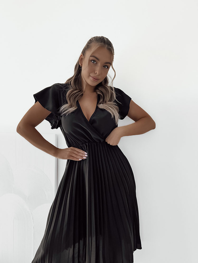 Royalfashion Damen plissiertes Midikleid