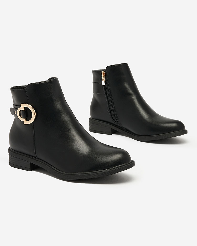 Royalfashion Schwarze Damenstiefel a'la sztyblety mit Verzierungen Ederte