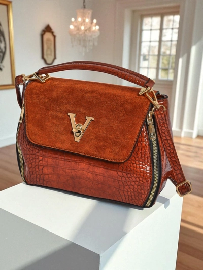 Damenhandtasche Vesta Classica – braunes Öko-Wildleder