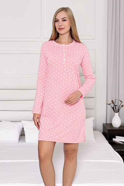 Royalfashion Baumwoll-Nachthemd für Damen mit Polka Dots
