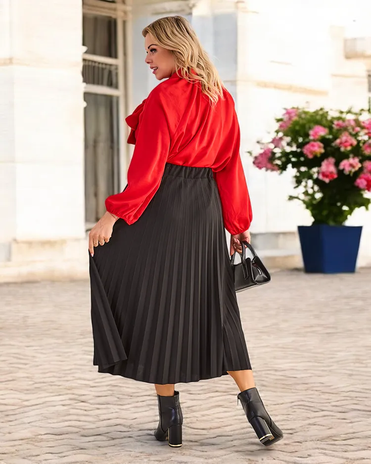 Royalfashion Plissierte Damen-Midi-Rock PLUS GRÖßE