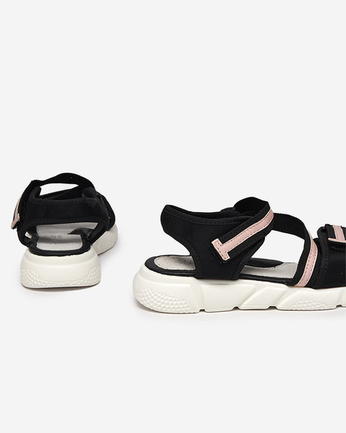 Чорно-рожеві дитячі босоніжки на липучках Modis - Shoes