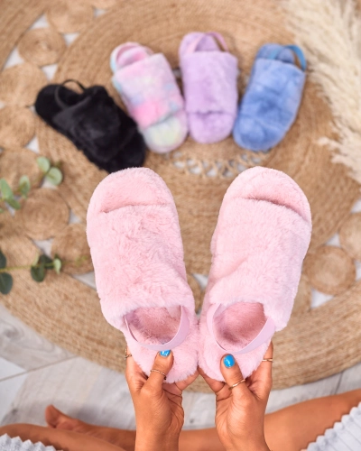 Royalfashion Rosa Damen-Pelzpantoffeln Nabres