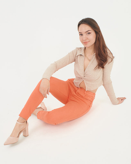 Помаранчево-червоні жіночі штани