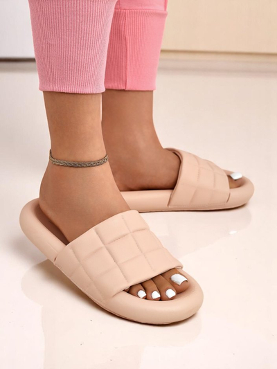 Royalfashion Damen Pantoletten mit flacher Sohle Quilt Walk