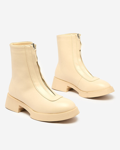 Royalfashion Beige Etiuse Damenstiefel mit flachem Absatz