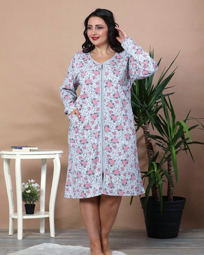 Graues geblümtes Nachthemd PLUS SIZE- Kleidung