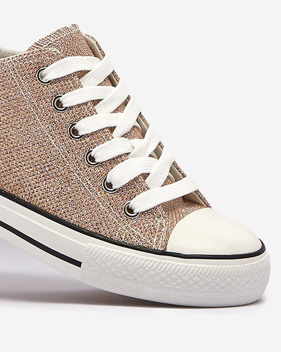 Goldene Damen-Sneakers auf einem versteckten Anker mit glänzendem Faden Seggat- Footwear