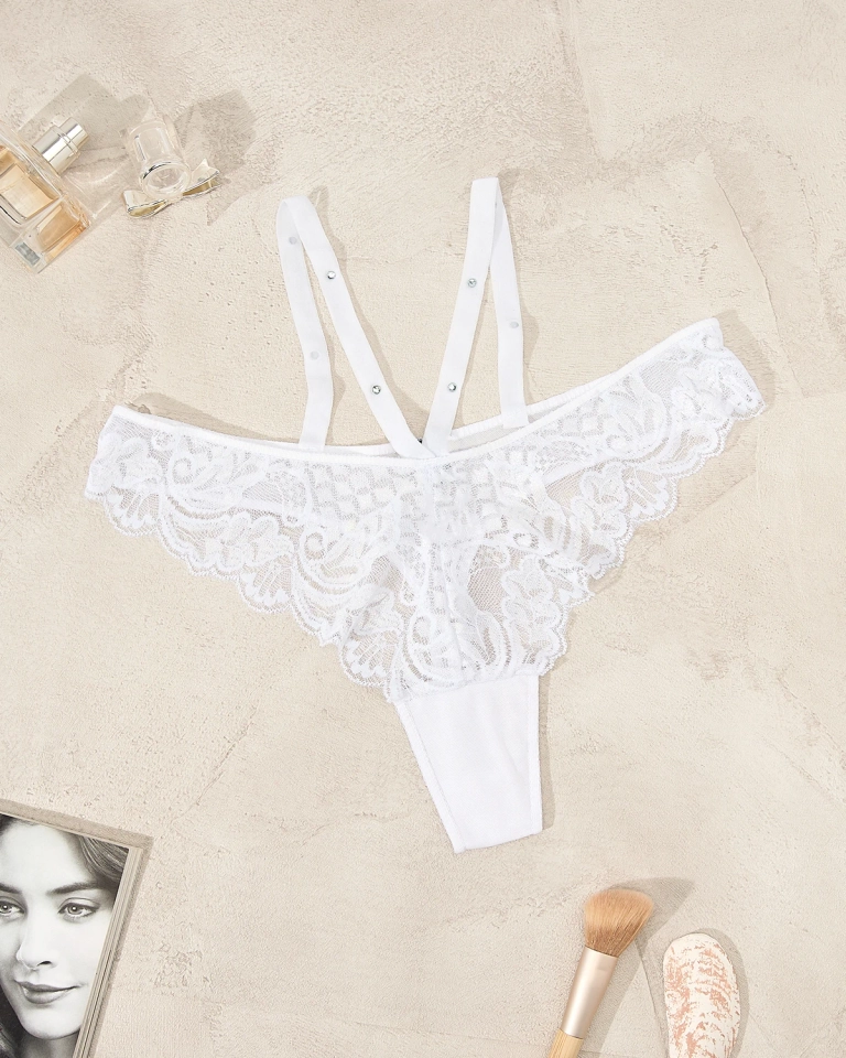 Royalfashion Damen-Tanga-Höschen aus Spitze in Weiß