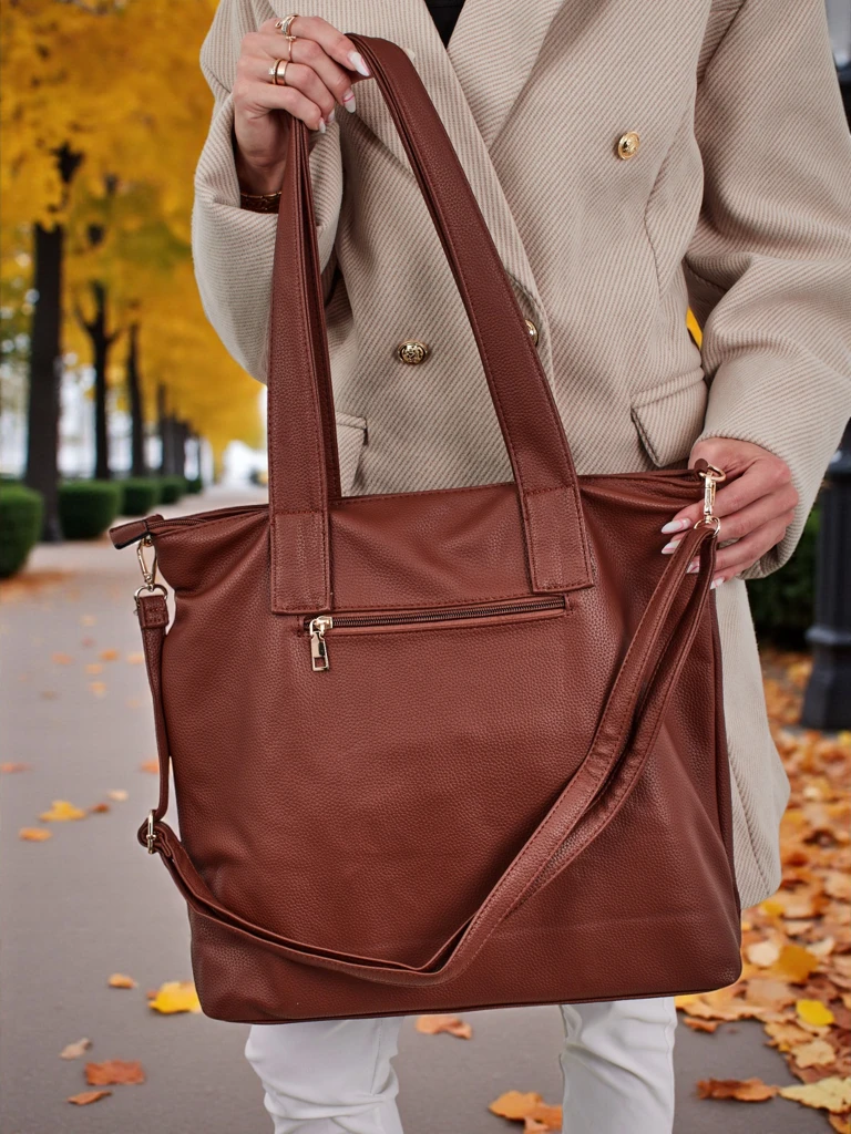 Große Damenhandtasche Shopper Moon Whisper aus Öko-Leder