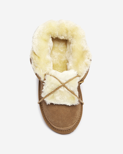 Hellbraune Damen-Schneestiefel mit Fell Miusho - Schuhe