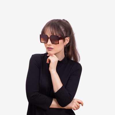 Коричневі жіночі квадратні сонцезахисні окуляри з принтом