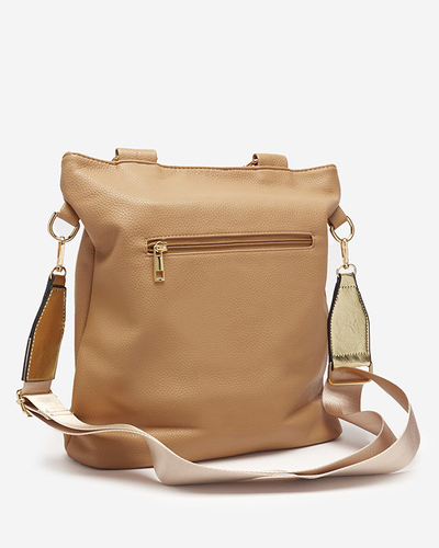 Mittelgroße Öko-Ledertasche für Damen in Braun und Gold - Accessoires
