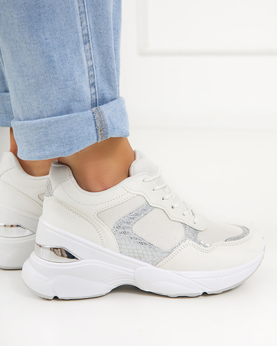 Weiße Damenturnschuhe mit verdecktem Keilabsatz Waqsy - Footwear