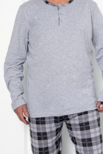 Royalfashion Herren karierte Baumwollpyjamas ÜBERGRÖSSE