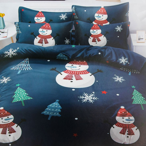 Постільна білизна з новорічним принтом 160х200, комплект з 3-х частин