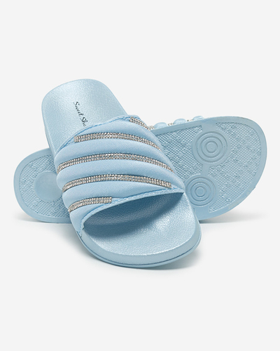Blaue Damen Flip-Flops mit Zirkonen Erikis - Schuhe