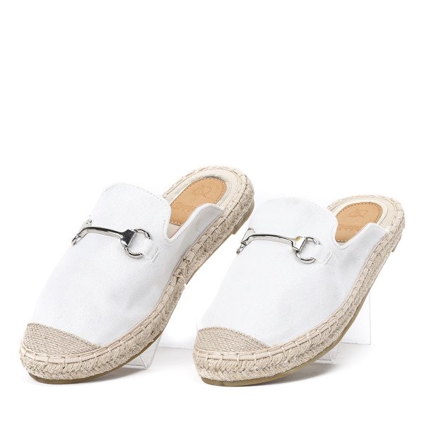 Weiße Espadrilles-Flipflops mit Metall-Adler-Dekoration - Schuhe 1