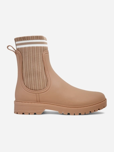 Royalfashion Damenregenschuhe mit hohem Stoffeinsatz Scarlesa