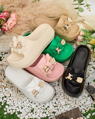 Royalfashion Damen-Gummi-Flip-Flops mit Zierschleife Afeen