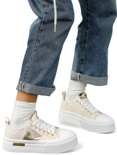 Royalfashion Damen Plattform-Sneaker Gold Welt