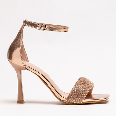 Damensandalen in Rosé und Gold auf hohem Absatz Enedi - Schuhe