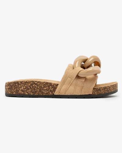 Royalfashion Damen Flip-Flops mit Kunststoffkette in camel Opixi