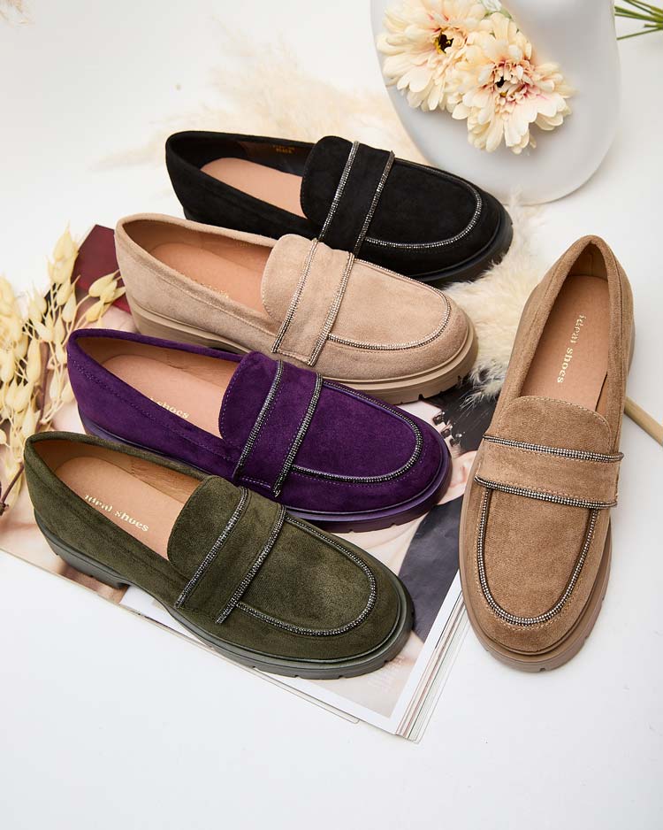 Royalfashion Damen Mokassins mit Zirkonen Eroime