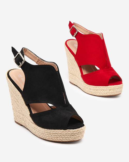 Чорні жіночі босоніжки на танкетці Devof