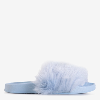 Blaue Damenpantoffeln mit Fell Danita - Schuhe