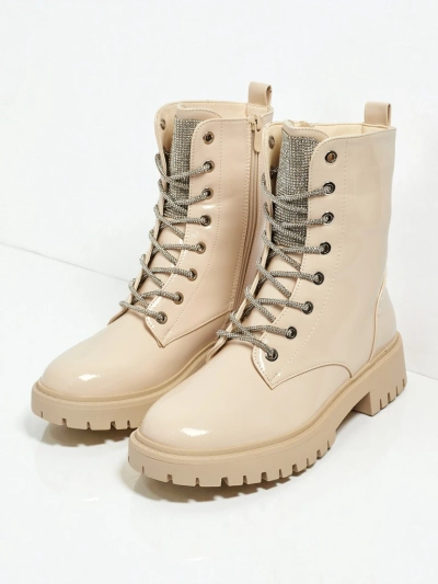 Lackierte Damen Schnürstiefeletten Fjorra