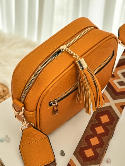 Royalfashion Kleine Damenhandtasche aus Öko-Leder mit buntem Riemen Kovi Lace