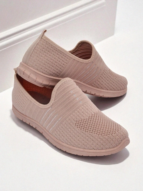 Жіночі туфлі Aelia рожеві з тканини, зручні мокасини на плоскій підошві