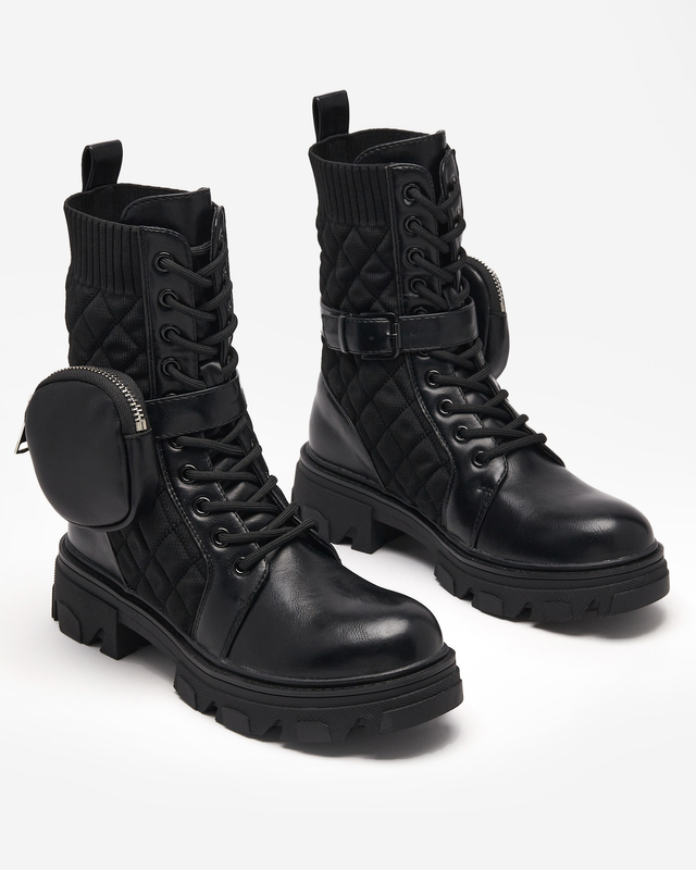 Schwarze hohe Damenstiefel mit Tasche Sareulia - Footwear
