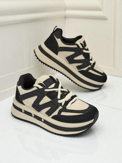 Damen Plateau-Sneakers Selene Nero aus ökologischem Leder, schwarz