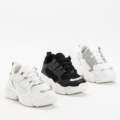 Weiße Plateau-Sneaker für Damen mit silbernen Einsätzen von Verica - Footwear