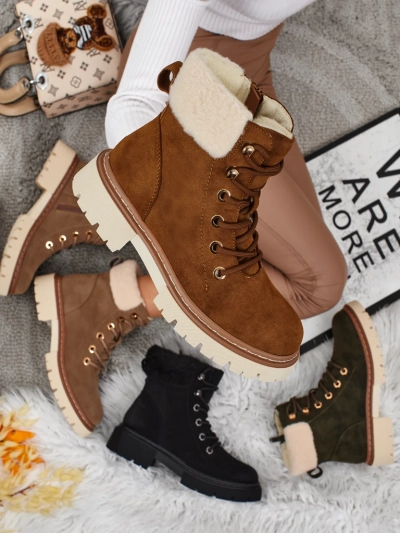 Damen Trapper Stiefeletten mit Fell Tessara