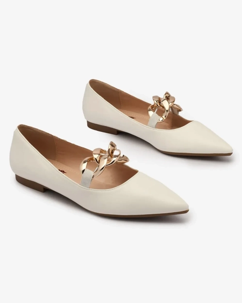 Royalfashion Білі жіночі балетки з загостреним носом Rahha